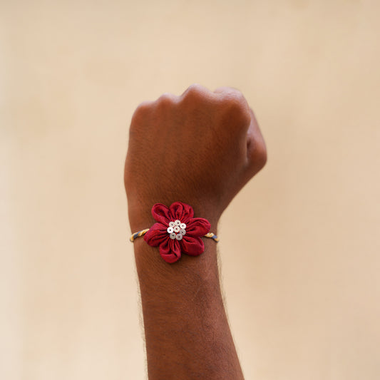 Handmade Phool Rakhi- Maroon