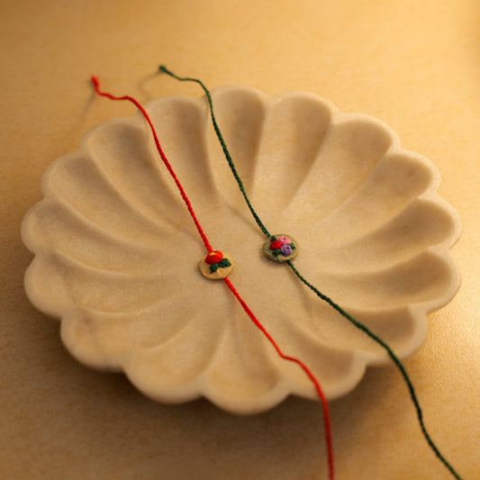 Hand-embroidered Rakhi set of 2