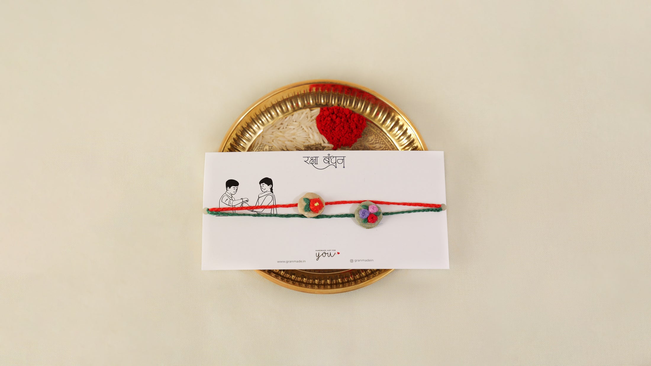 Hand-embroidered Rakhi set of 2