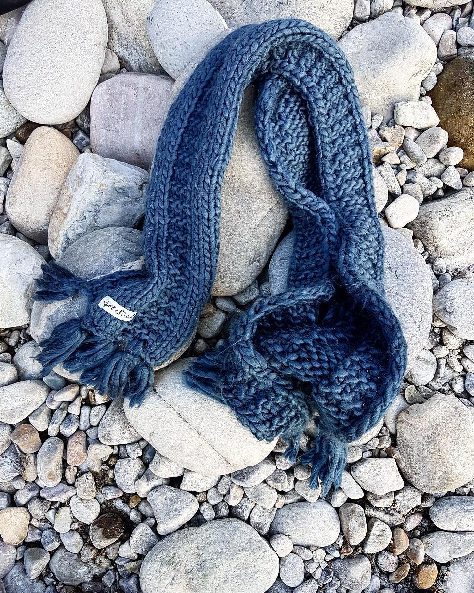 Baby Blue Chunky Hand - knit Scarf - Granmade