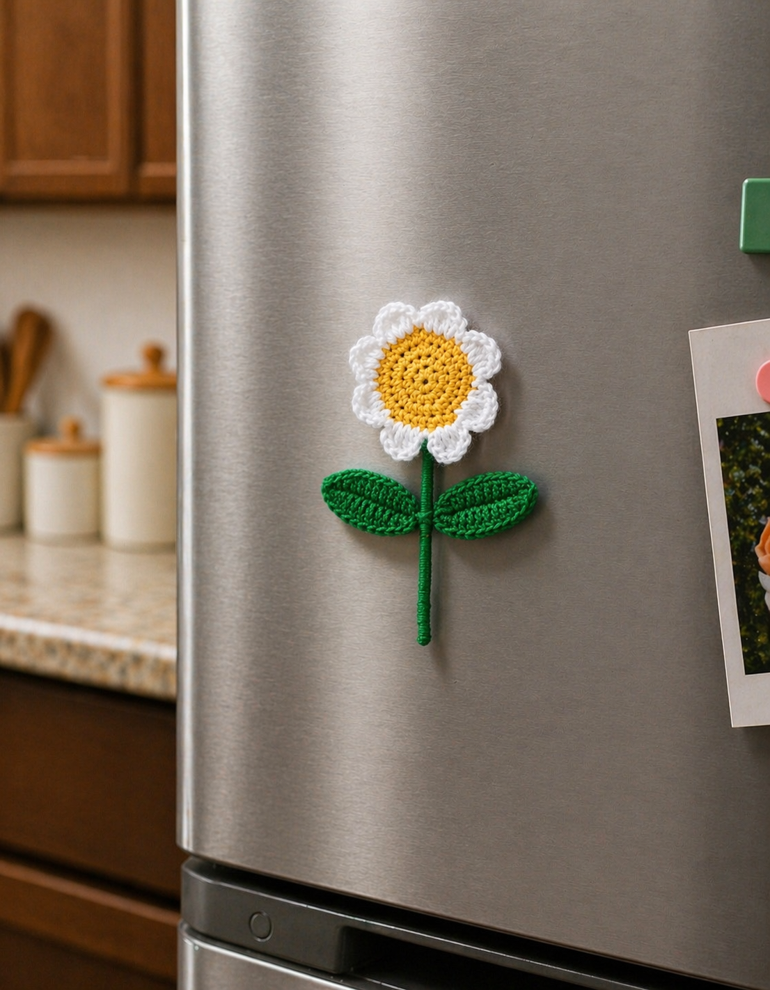 Crochet Rose Fridge Magnet