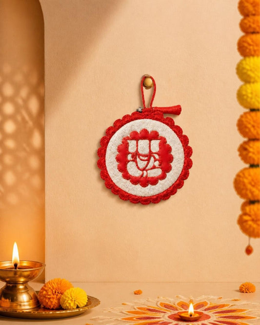 Crochet Ganeshji Wall Art with Easel Stand