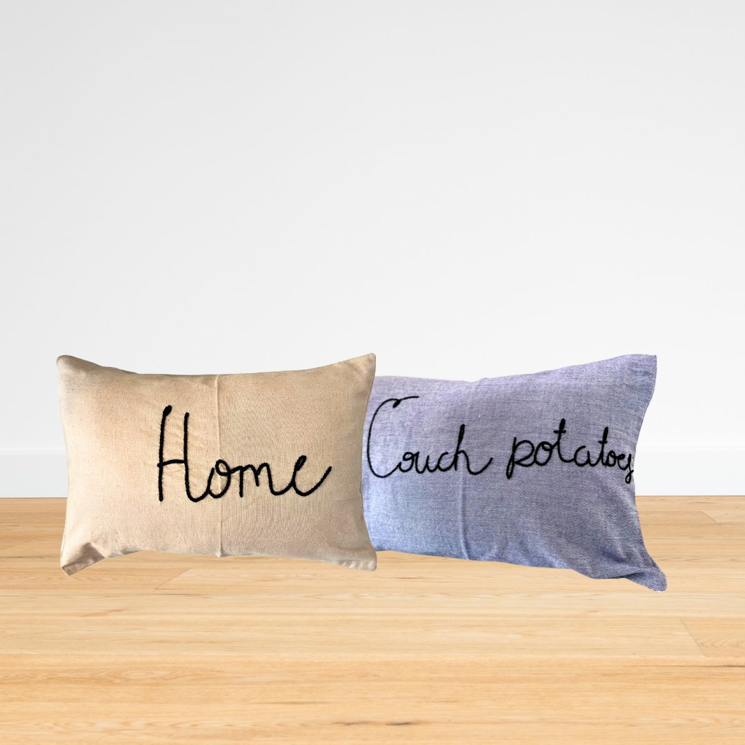 'Little Things' Hand embroidered Cushion Covers (set of 2) - Granmade